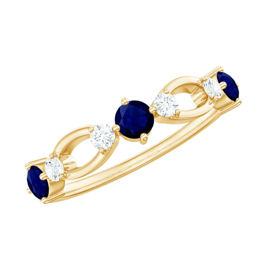 Natural Blue Sapphire Promise Ring with Diamond