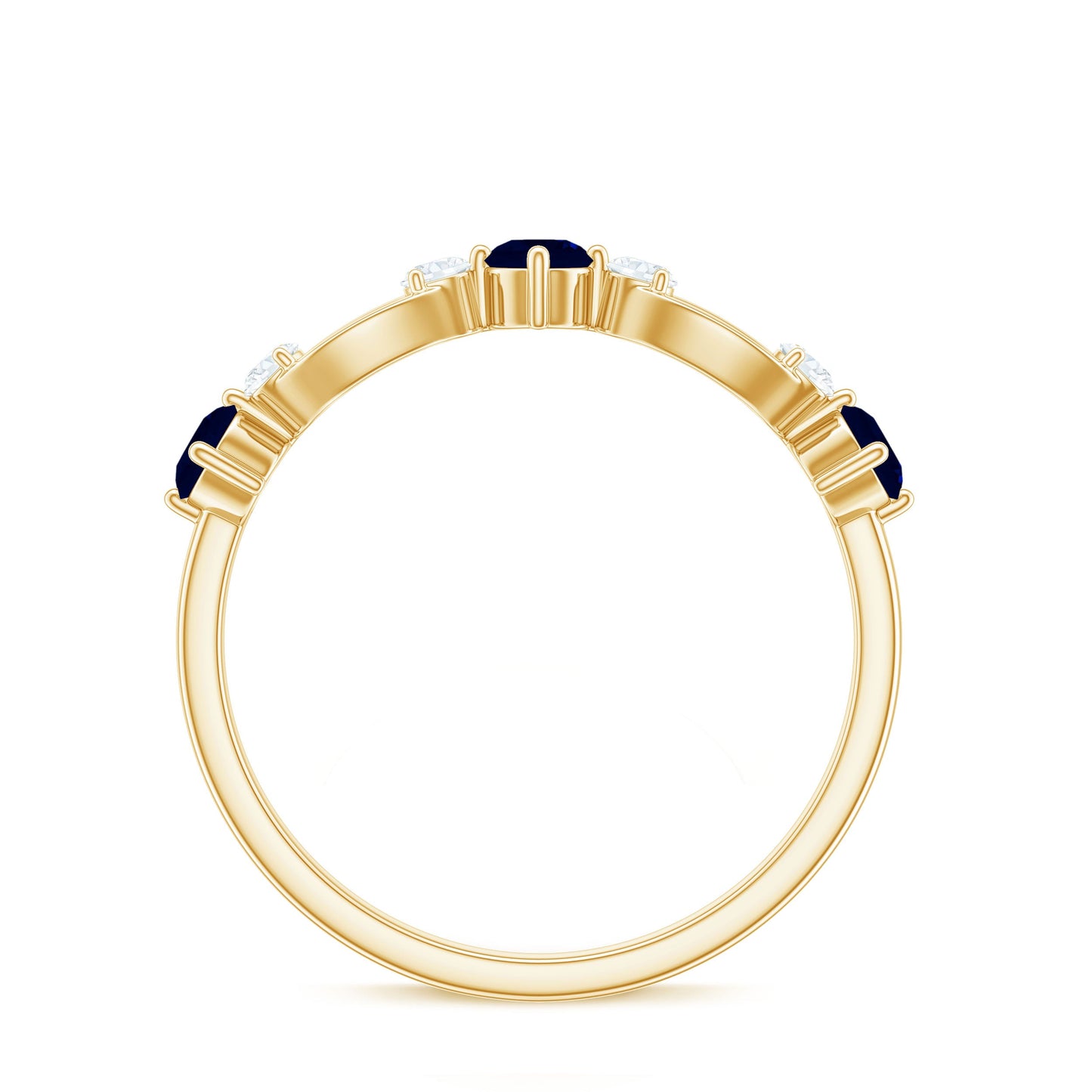 Natural Blue Sapphire Promise Ring with Diamond
