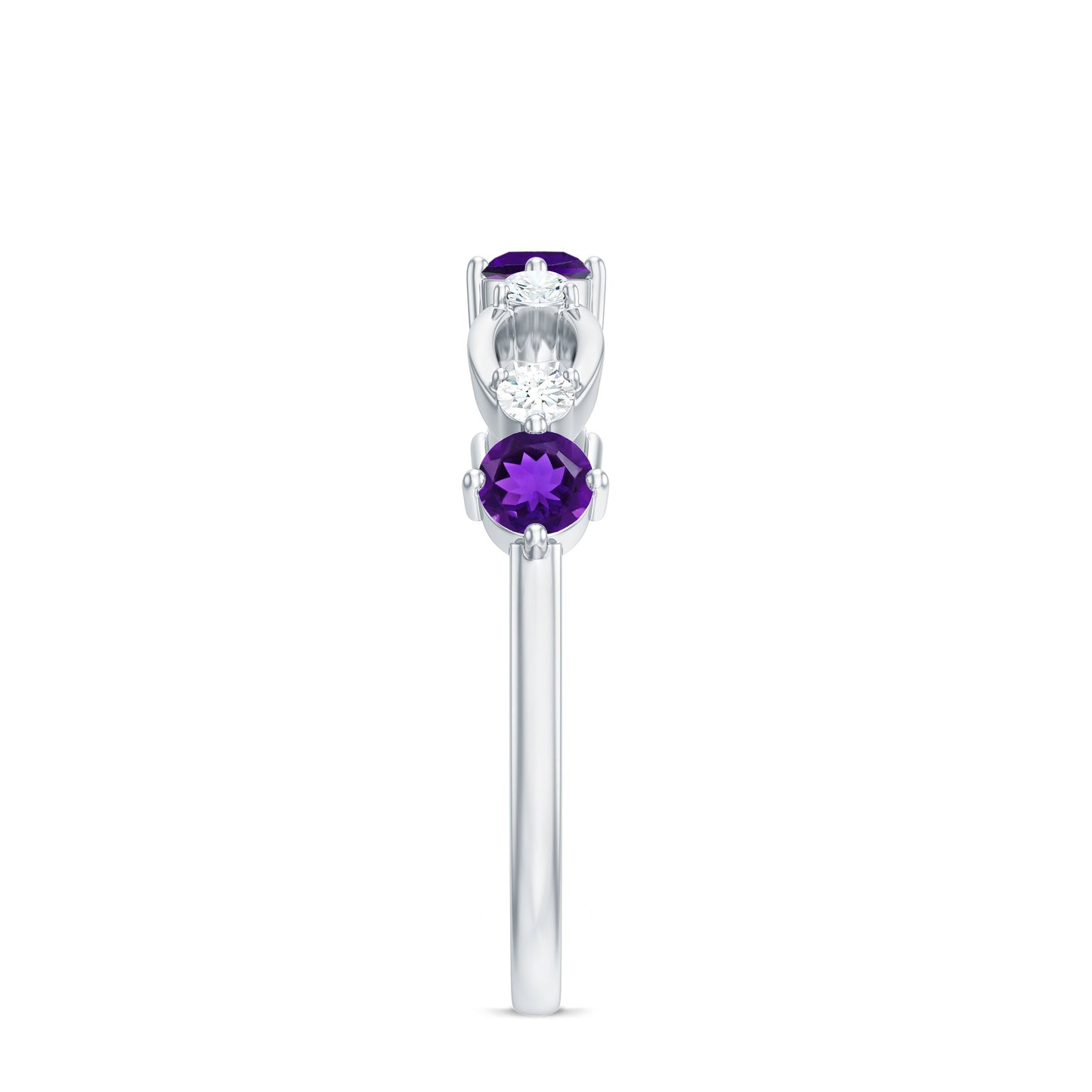 Natural Amethyst Diamond Promise Ring for Women