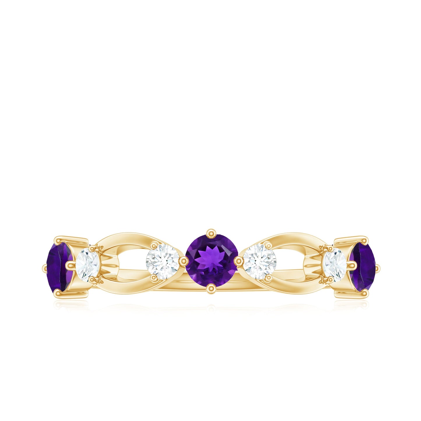 Natural Amethyst Diamond Promise Ring for Women