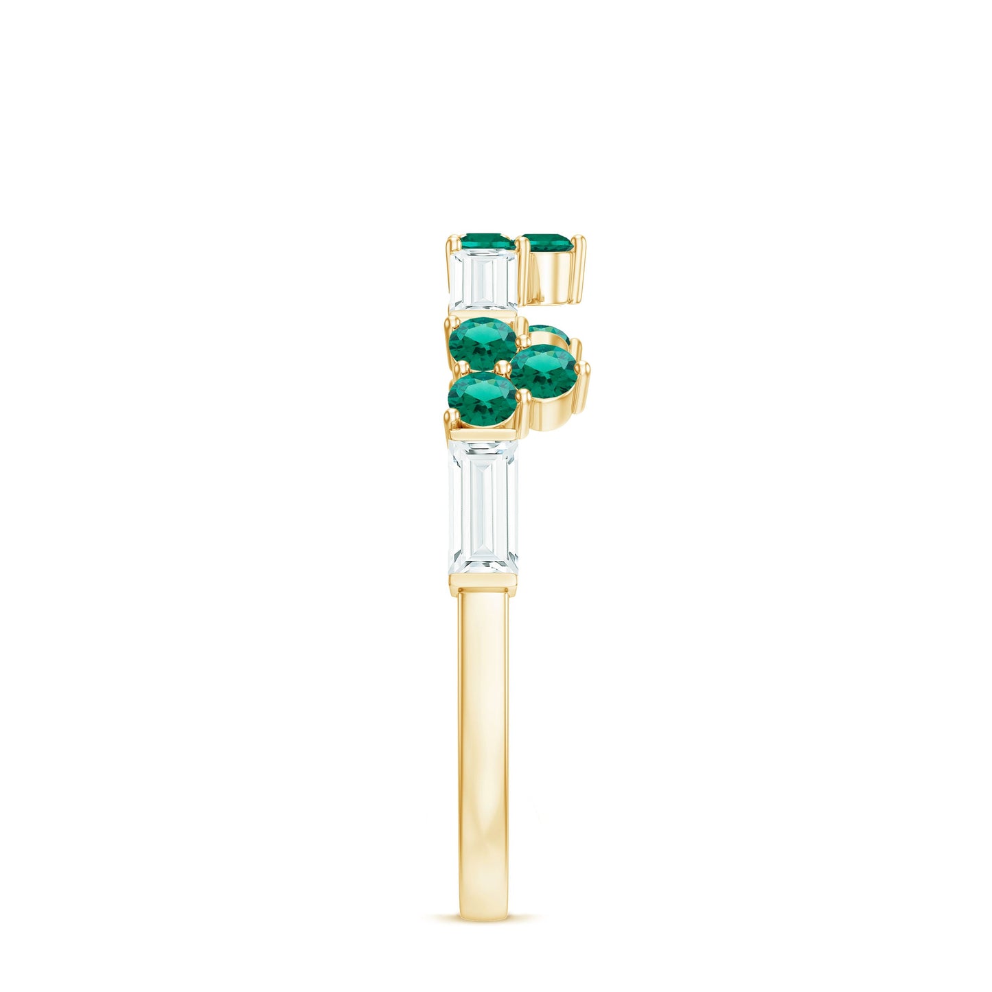 Certified Lab Grown Emerald Half Eternity Anniversary Ring with Moissanite