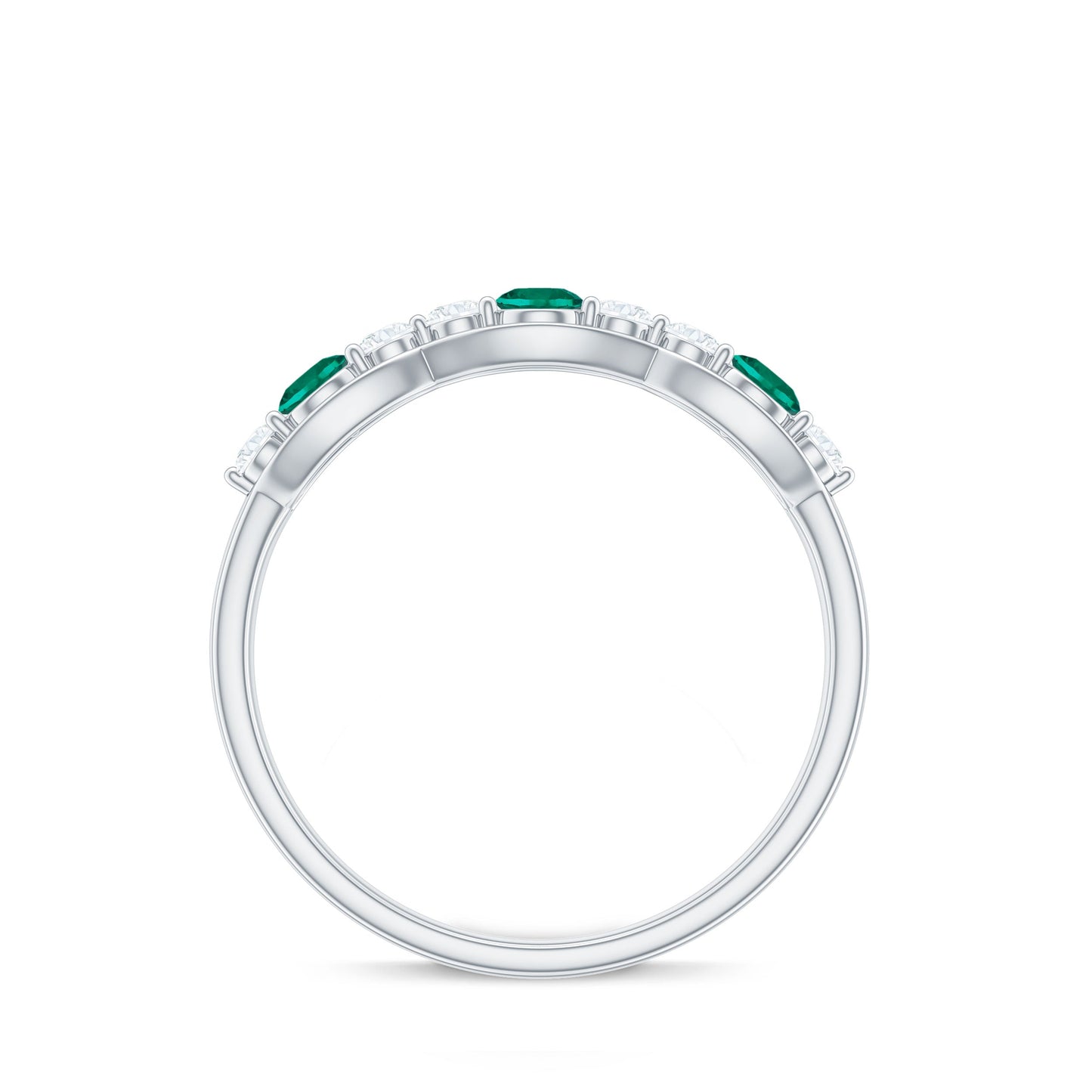 Certified Lab Grown Emerald Diamond Half Eternity Anniversary Ring