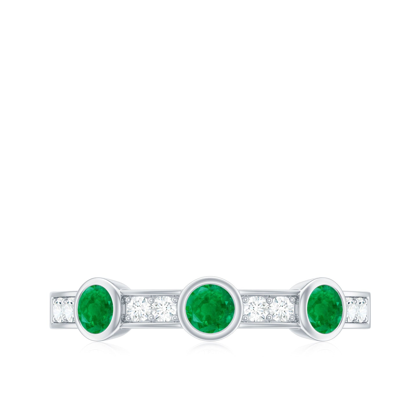 Certified Real Emerald Half Eternity Ring with Diamond