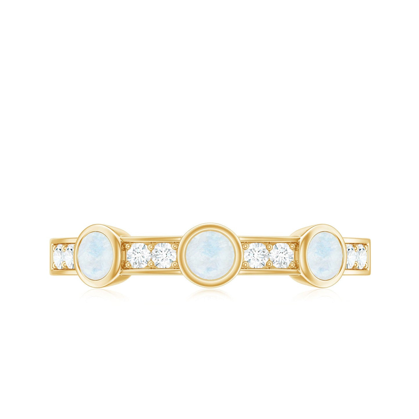 Minimal Half Eternity Ring with Moonstone and Diamond