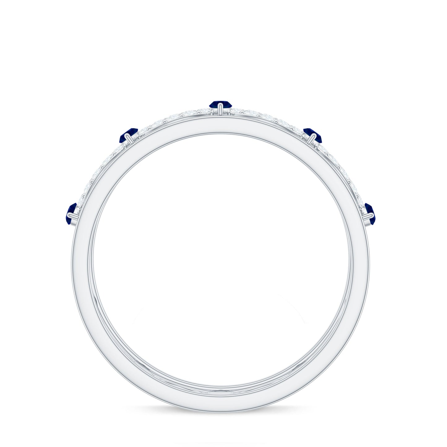 Certified Lab Grown Blue Sapphire Infinity Band Ring with Diamond