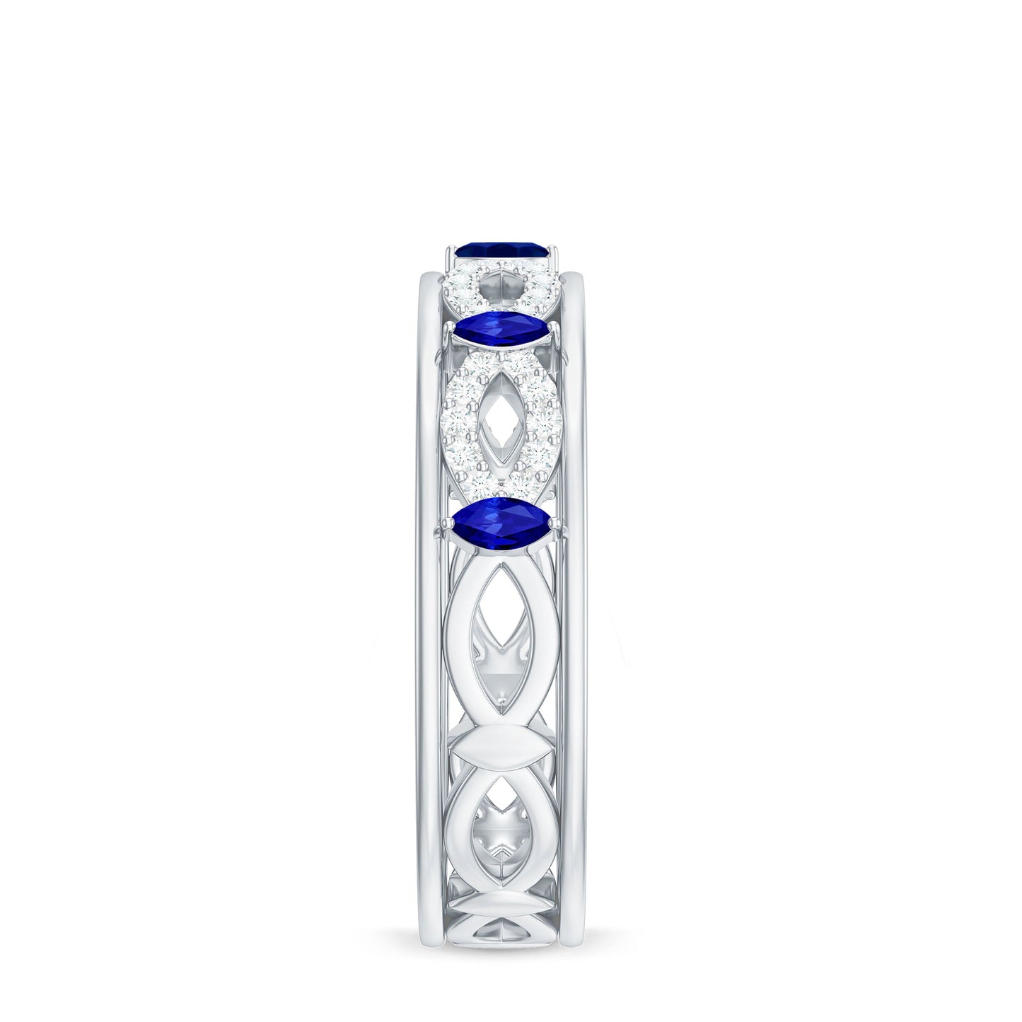 Certified Lab Grown Blue Sapphire Infinity Band Ring with Diamond