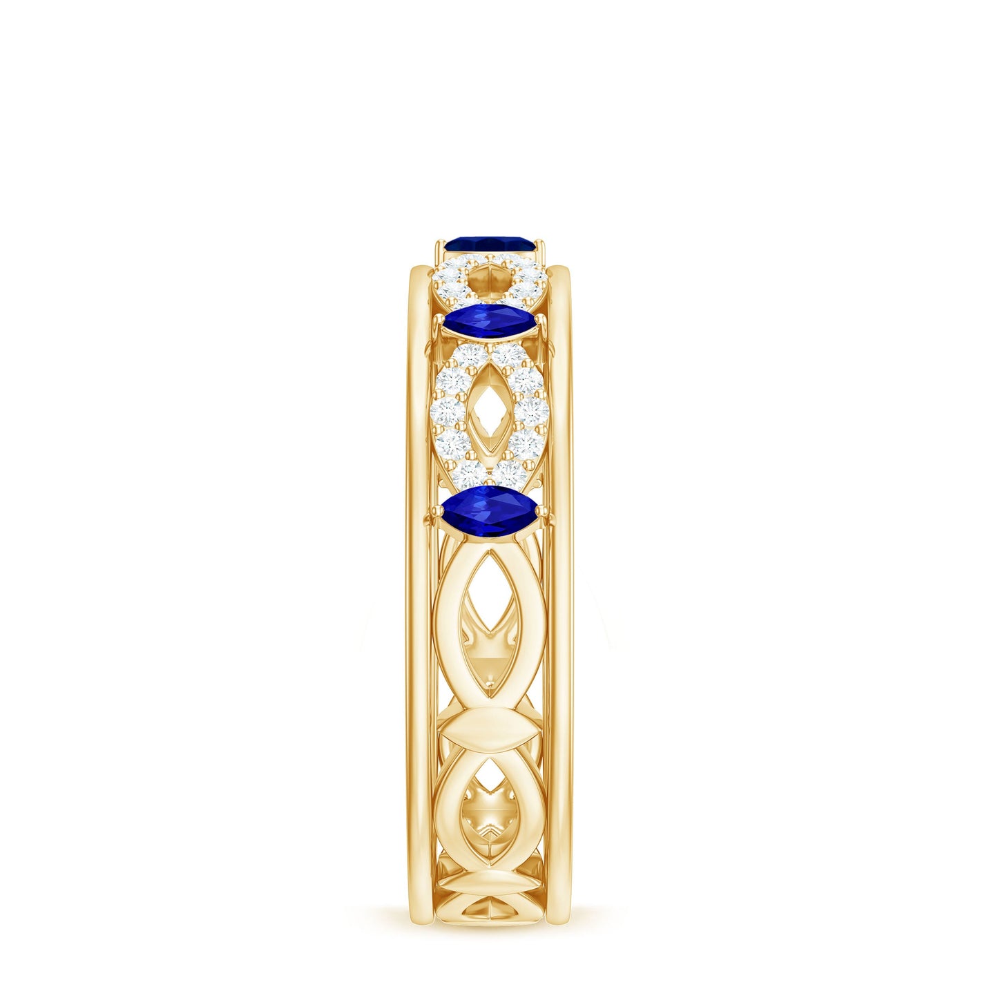 Certified Lab Grown Blue Sapphire Infinity Band Ring with Diamond