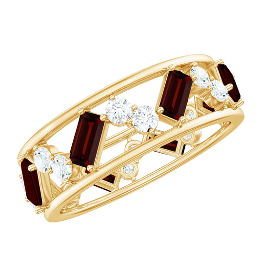 Certified Real Garnet Diamond Wide Eternity Band
