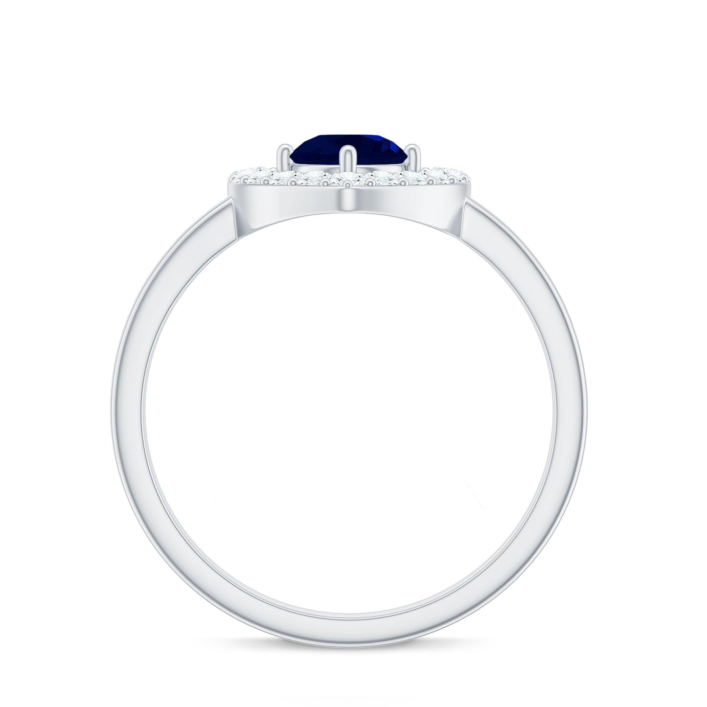 Natural 0.9 Carat Blue Sapphire Heart Engagement Ring with Diamond
