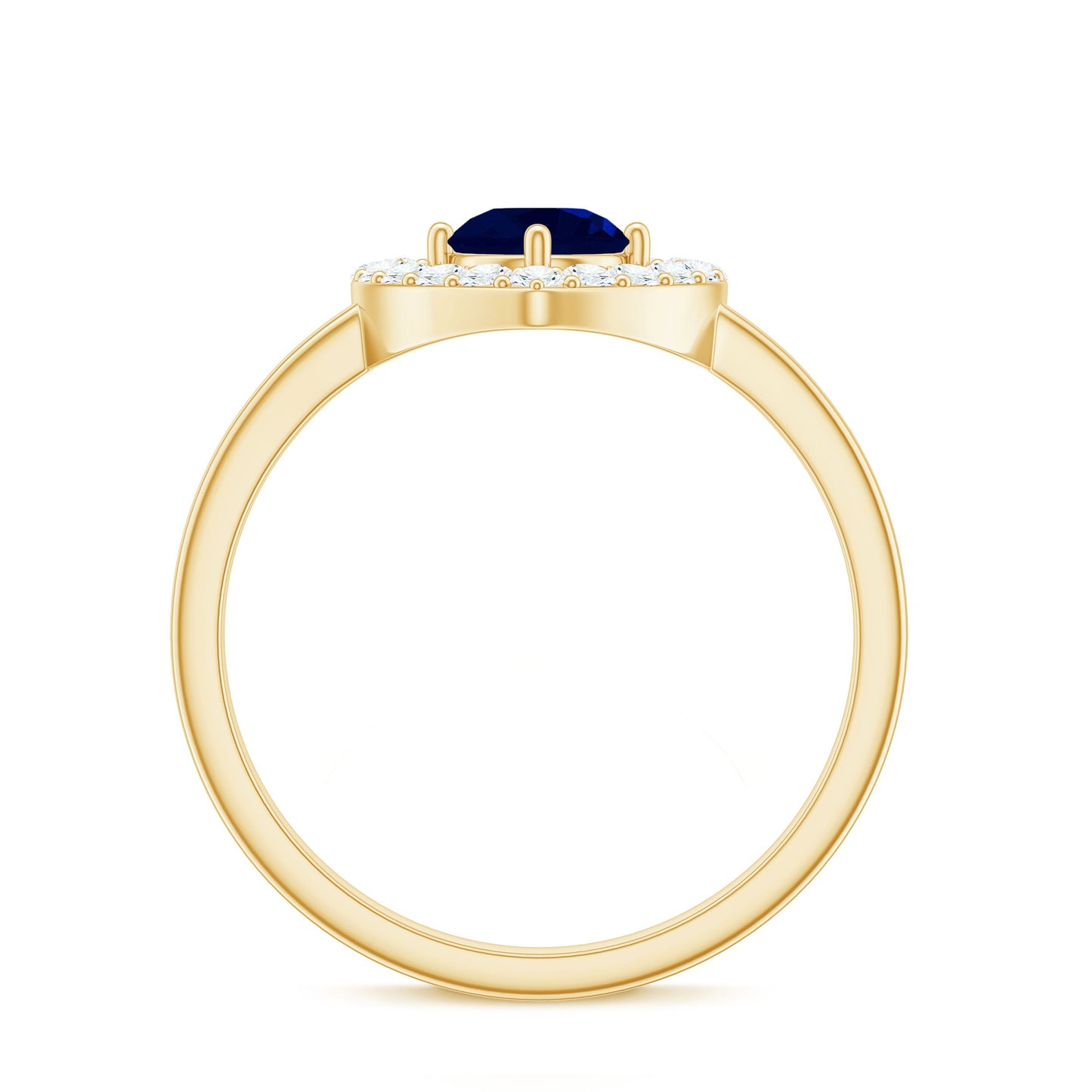 Natural 0.9 Carat Blue Sapphire Heart Engagement Ring with Diamond