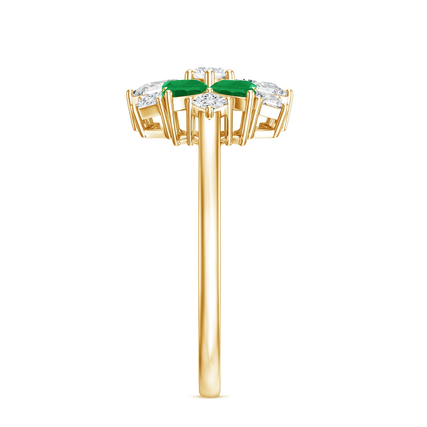 Genuine Emerald and Diamond Nature Inspired Statement Ring