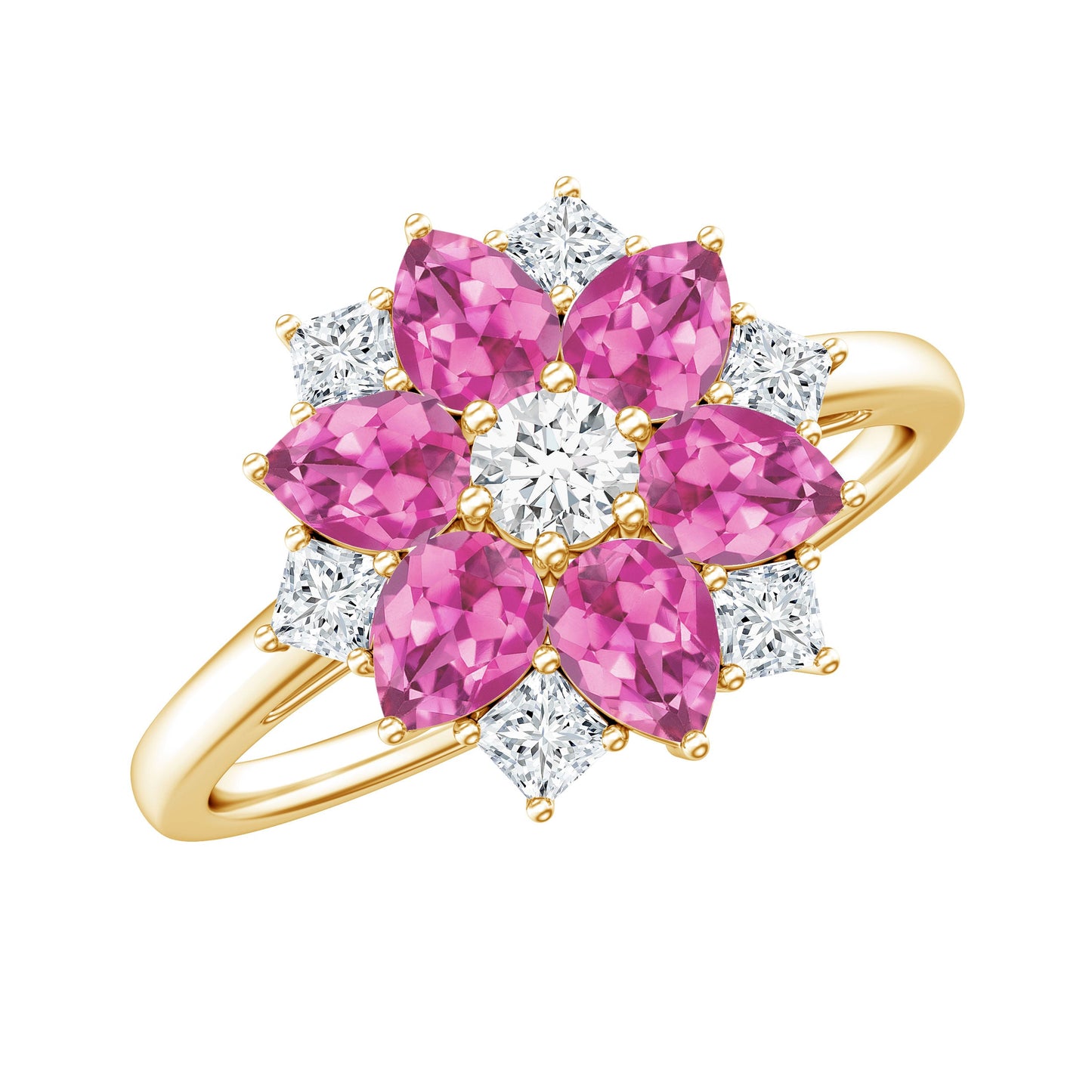 Certified Pink Tourmaline Flower Engagement Ring with Diamond