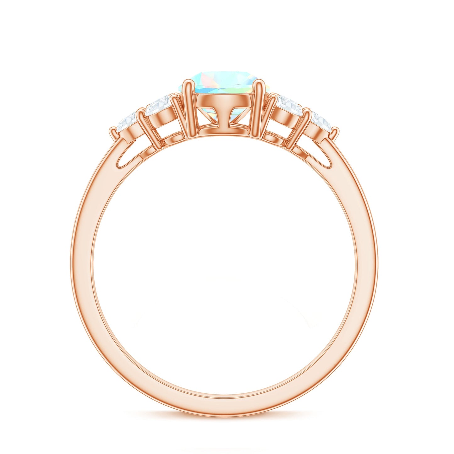 Natural 2 Carat Ethiopian Opal Pear Shaped Engagement Ring with Diamond Trio
