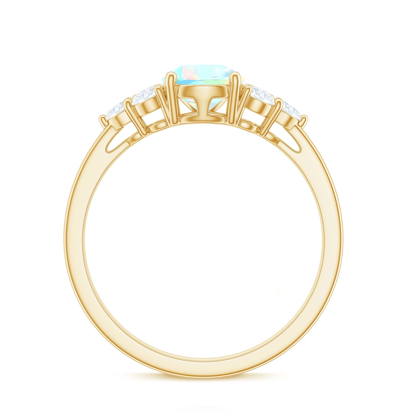Natural 2 Carat Ethiopian Opal Pear Shaped Engagement Ring with Diamond Trio