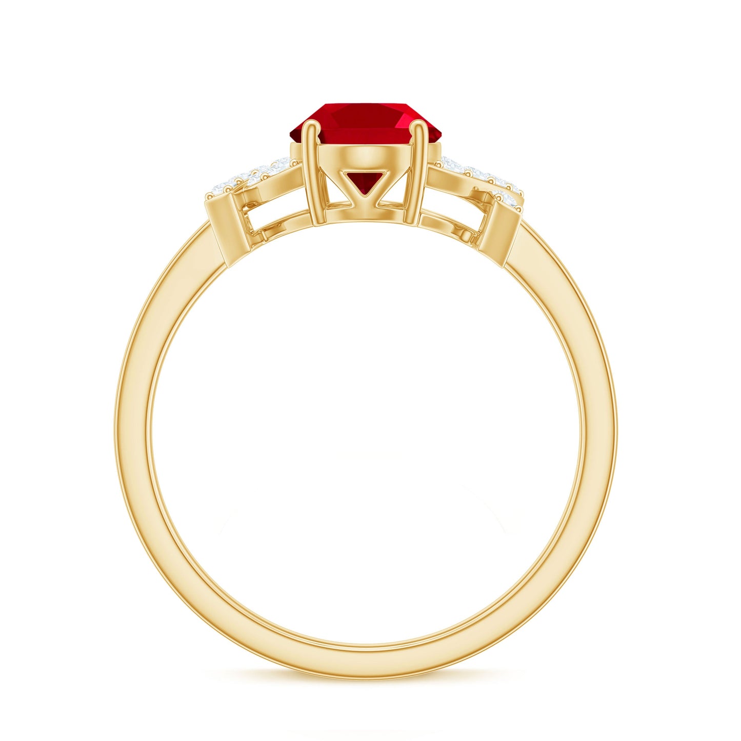 Certified 1.5 Carat Lab Grown Ruby Oval Engagement Ring with Diamond Split Shank