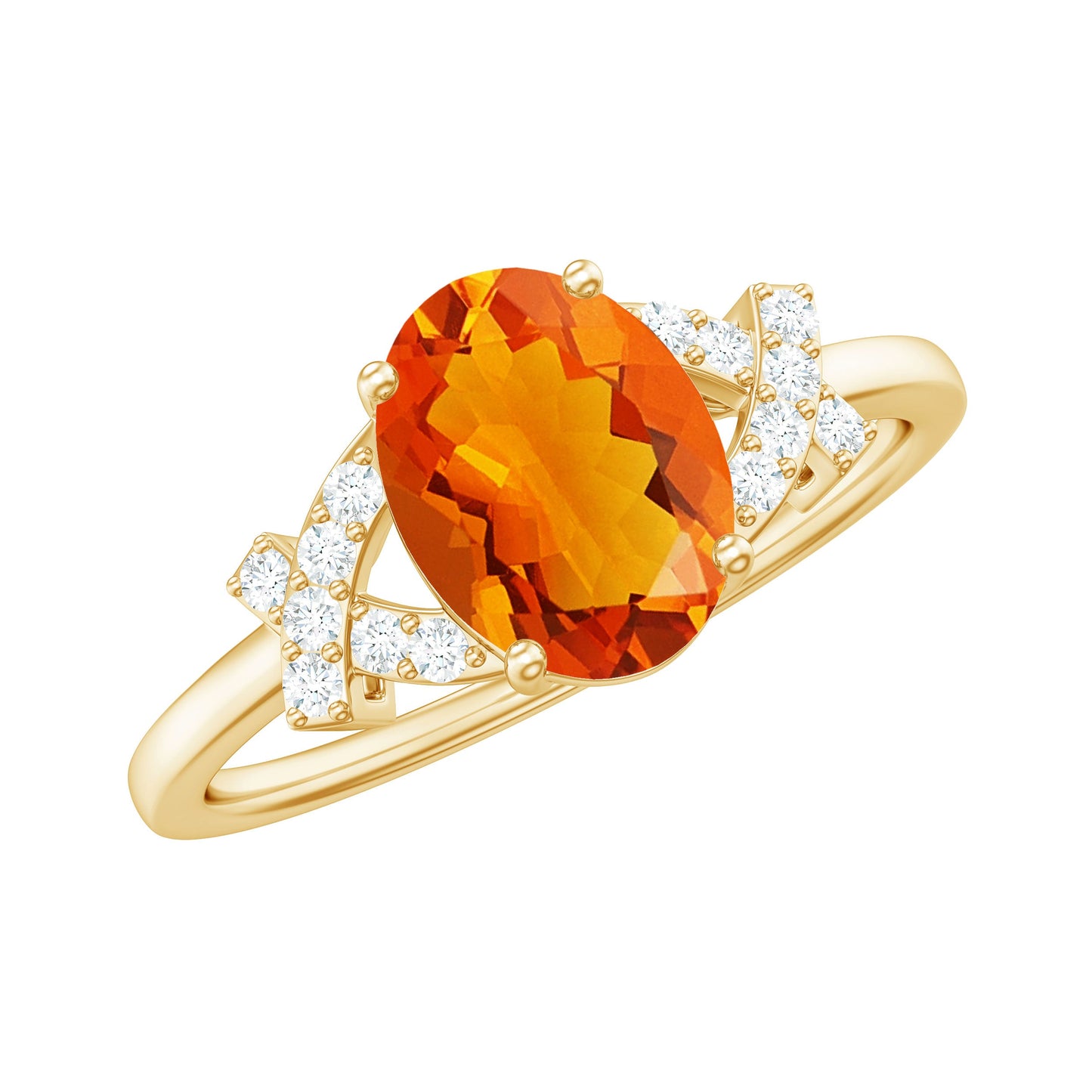 1 Carat Oval Fire Opal and Diamond Engagement Ring with Split Shank