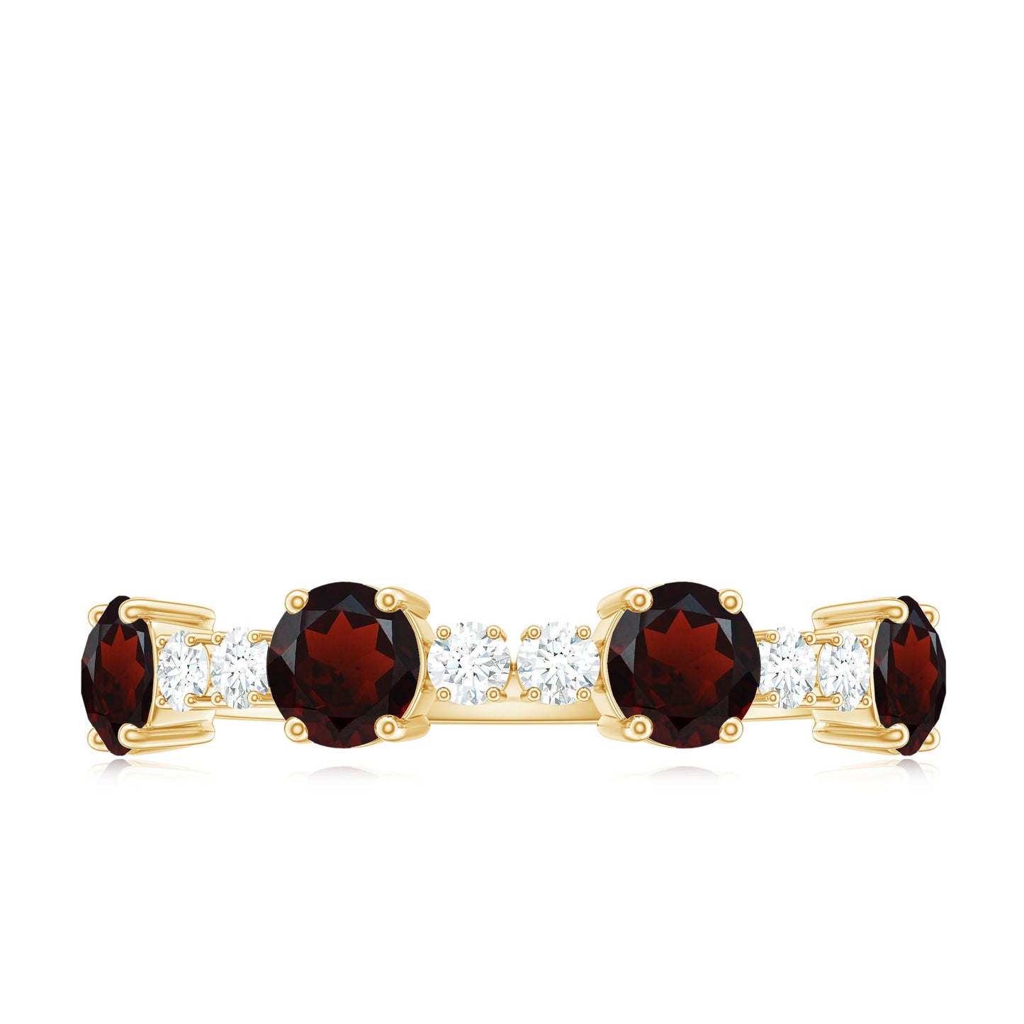 Genuine Garnet Half Eternity Ring with Diamond