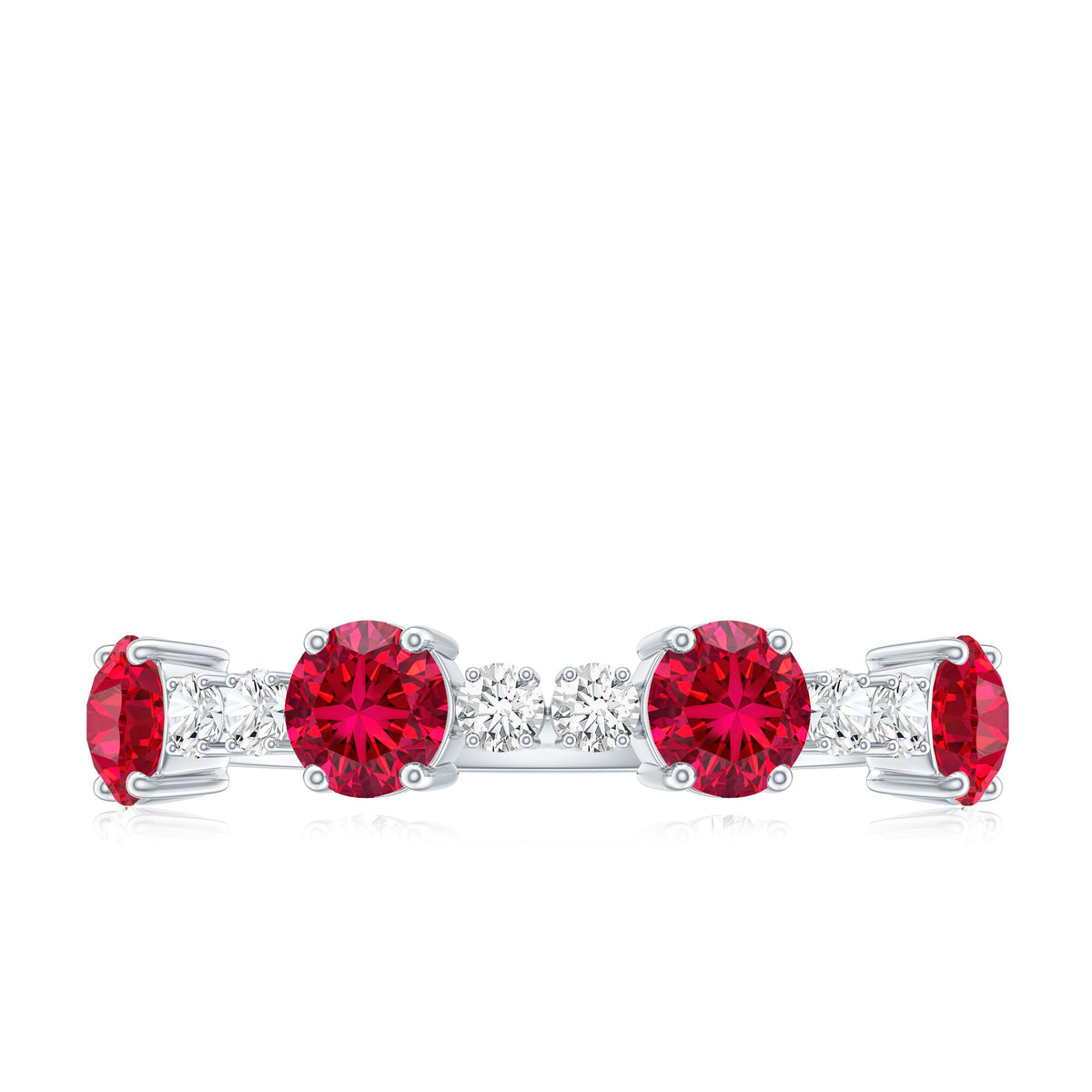 Certified Lab Grown Ruby Half Eternity Ring with Diamond