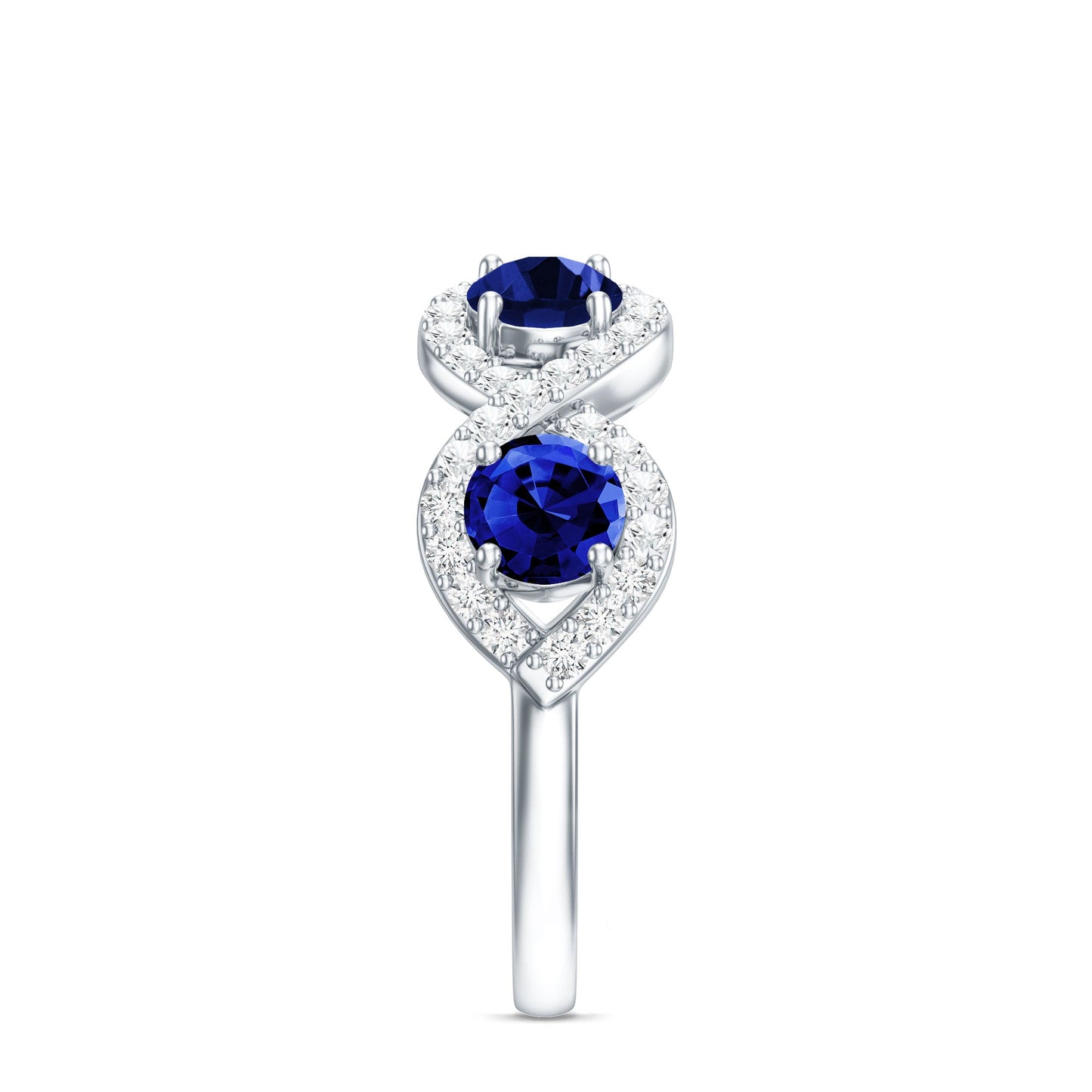 Lab-Created Blue Sapphire and Diamond Braided Half Eternity Band Ring