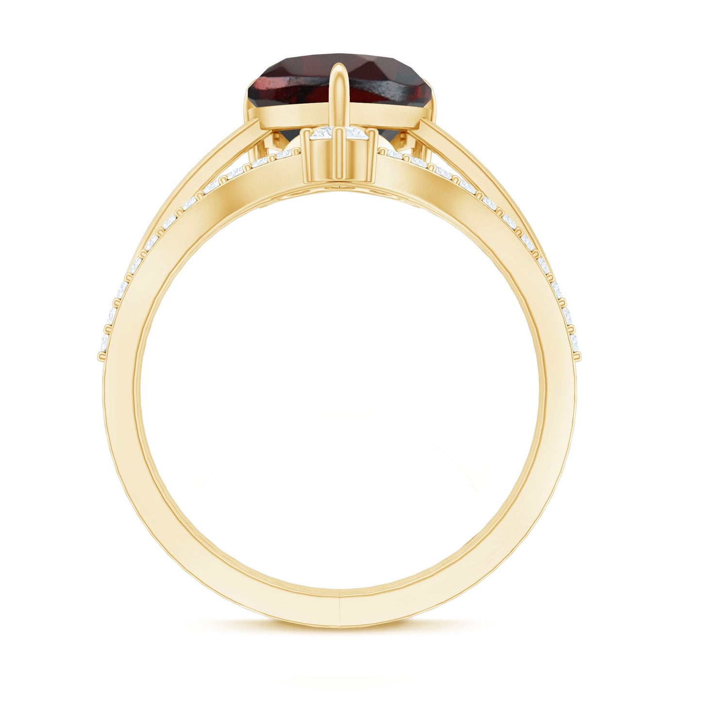 Natural Garnet Heart Shaped Engagement Ring with Diamond Enhancer