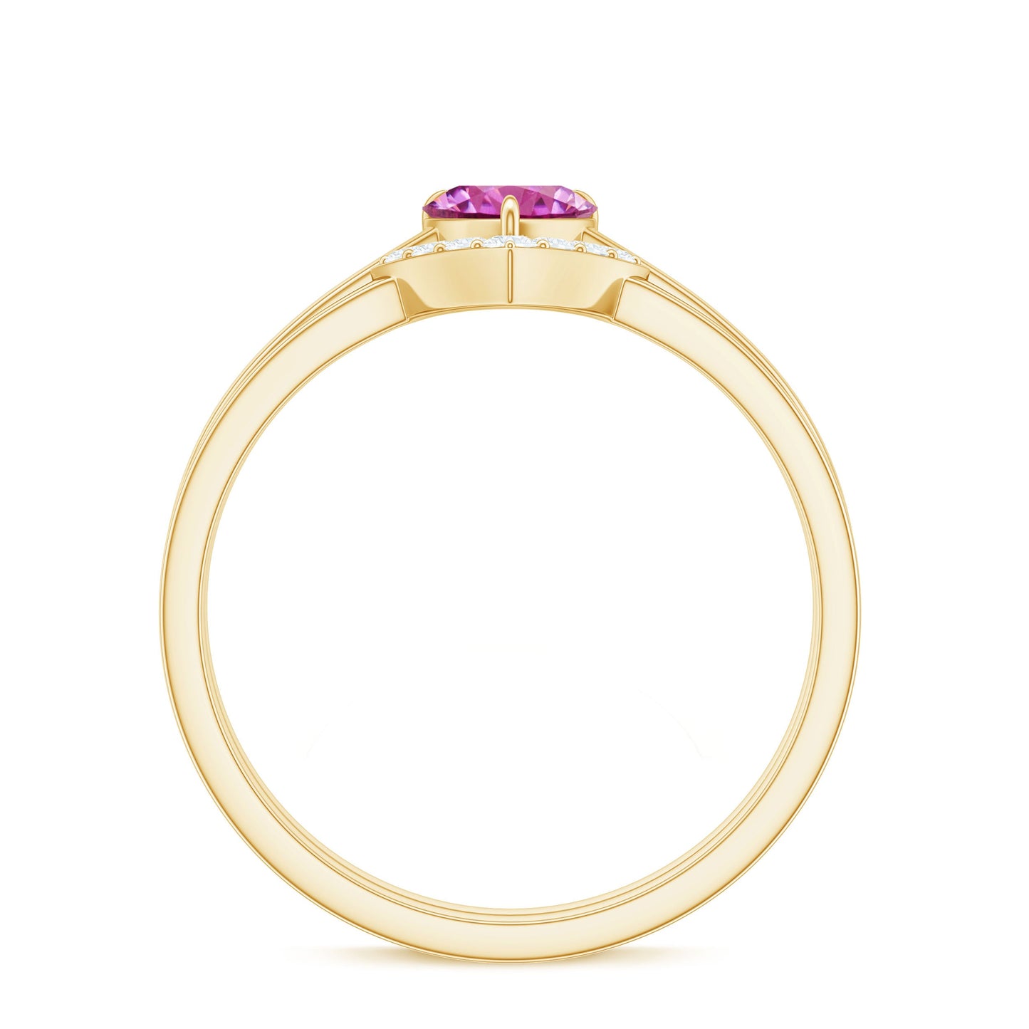 Pink Tourmaline Heart Ring Set with Diamond