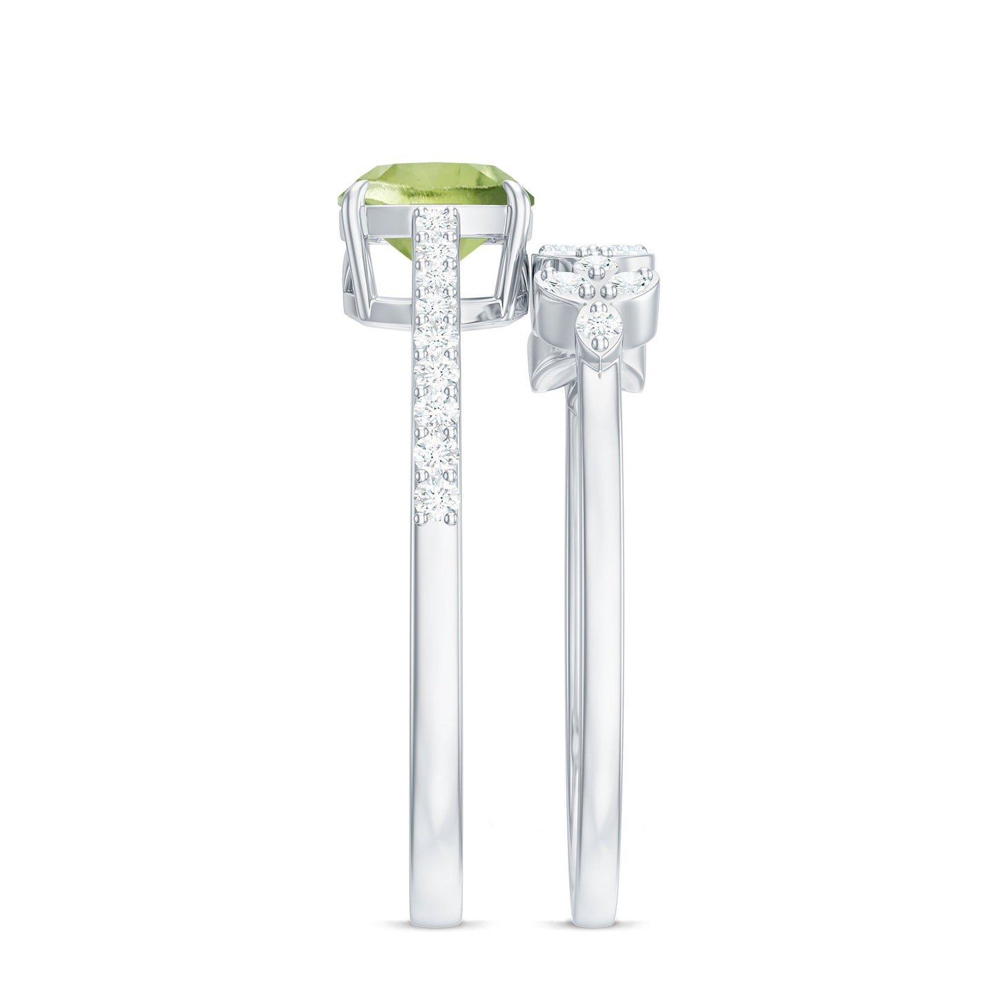 Certified Real 2 Carat Cushion Cut Peridot Engagement Ring with Diamond Enhancer