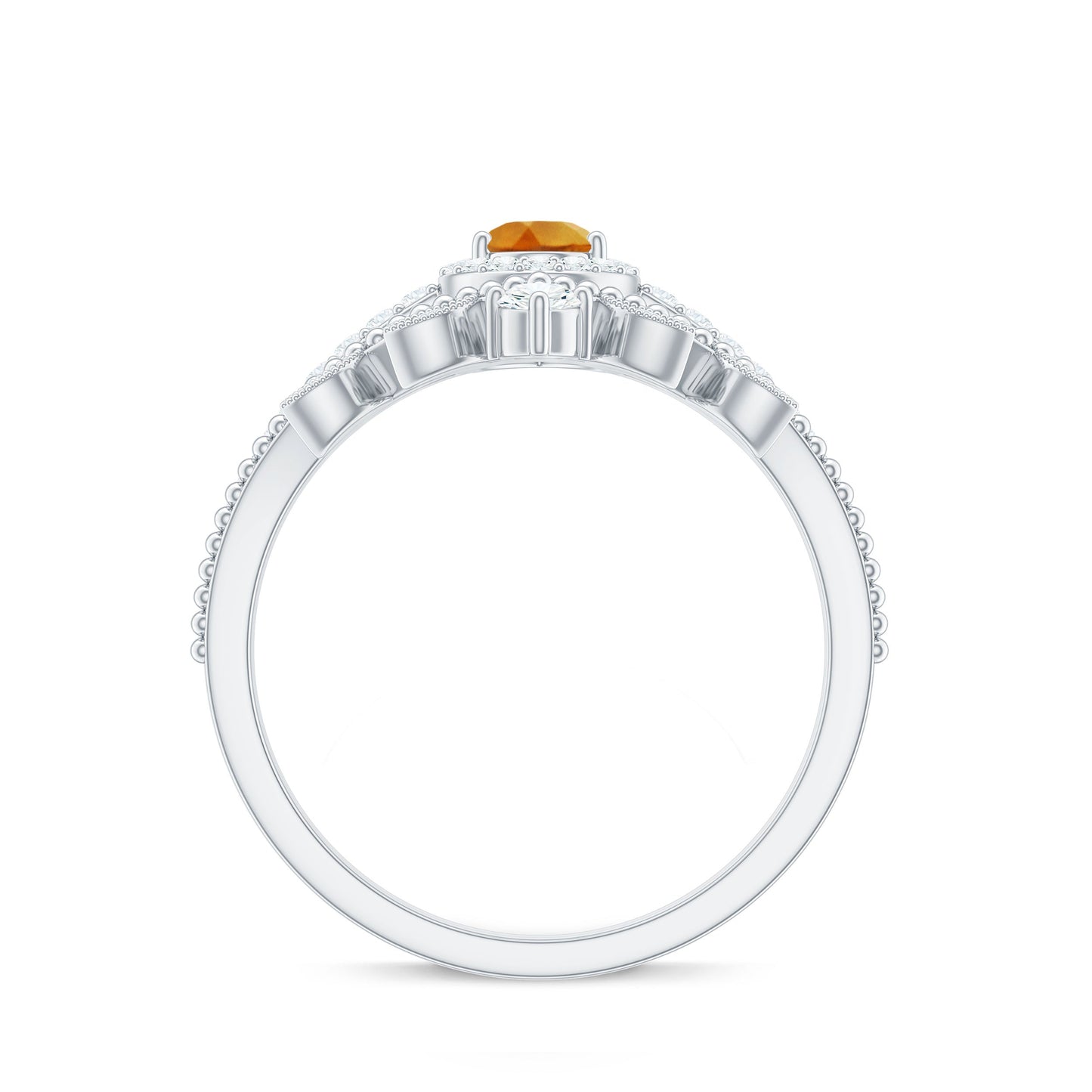 Certified Citrine and Diamond Teardrop Engagement Ring with Enhancer