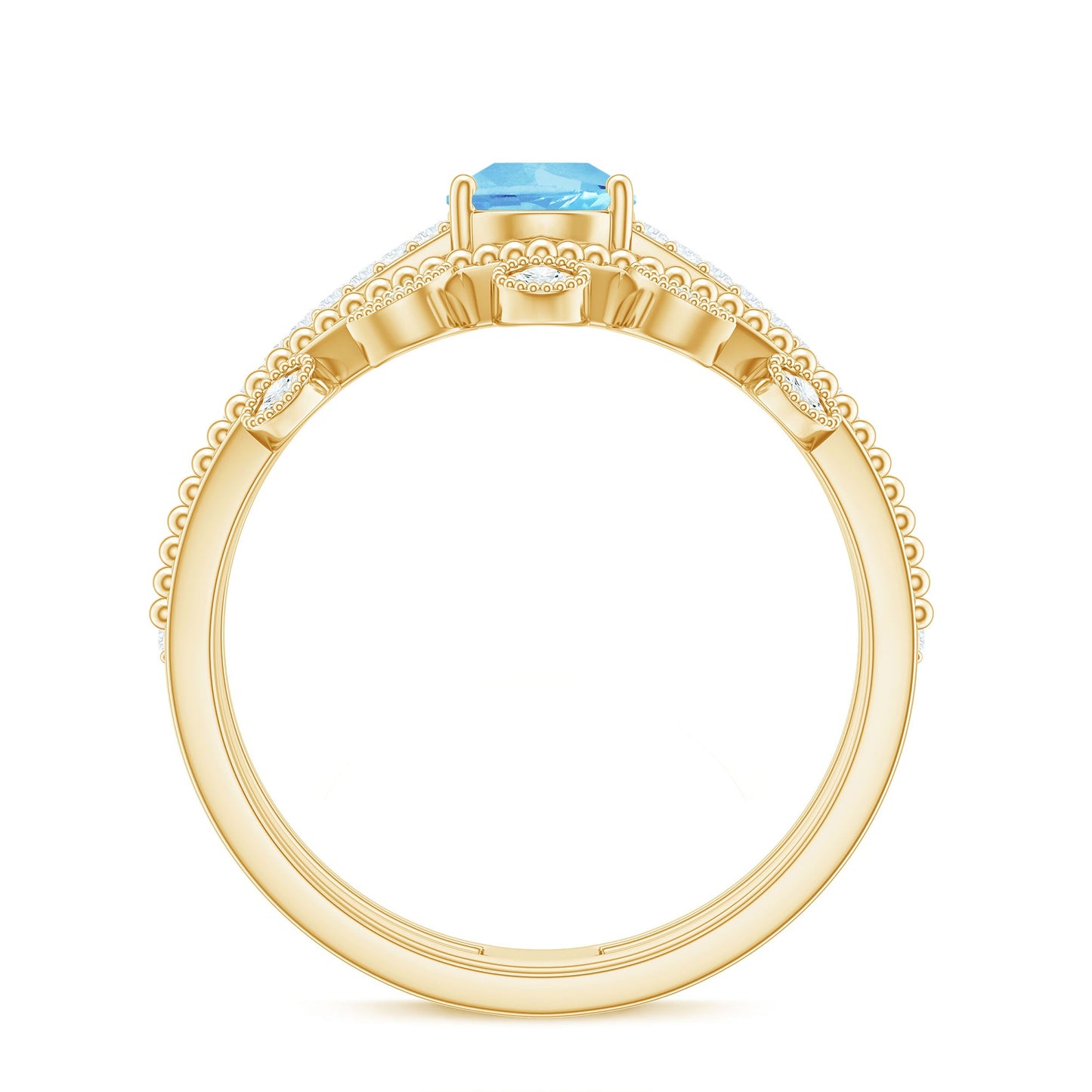 1 Carat Aquamarine and Diamond Teardrop Engagement Ring with Enhancer