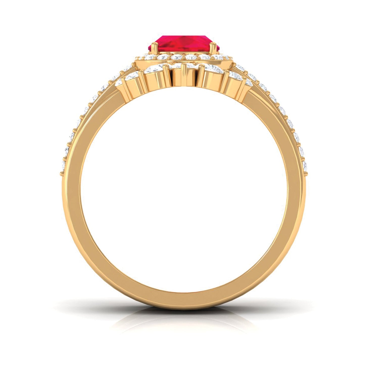 2 Carat Certified Lab Grown Ruby 3 Piece Bridal Ring Set with Moissanite