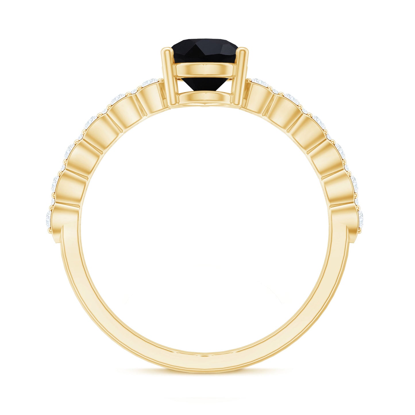 Pear Shape Black Onyx Solitaire Promise Ring with Diamond