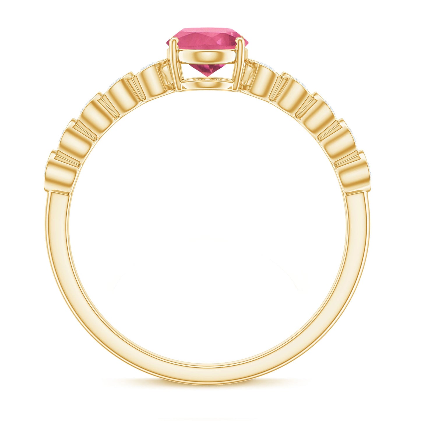 1 Carat Oval Pink Tourmaline Solitaire Engagement Ring with Diamond