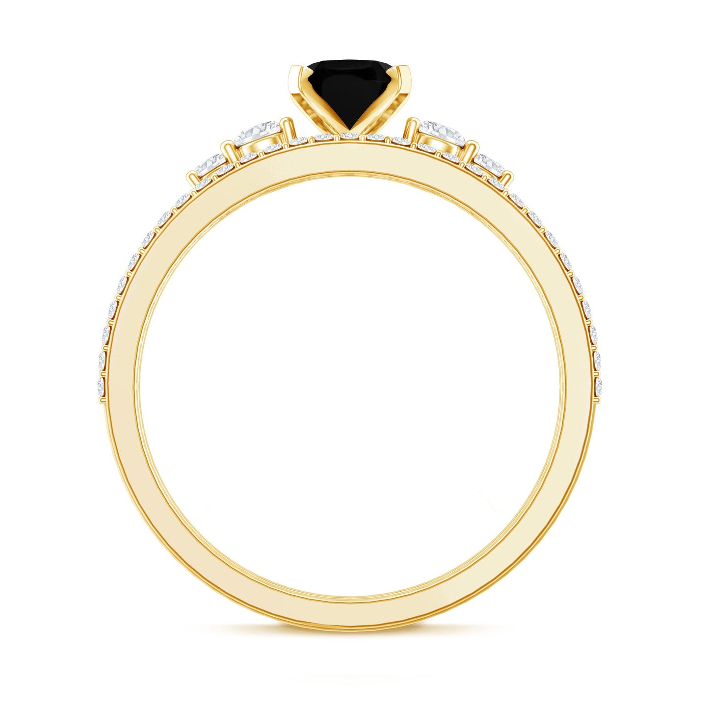 Certified Oval Lab Grown Black and White Diamond Wedding Engagement Ring Set