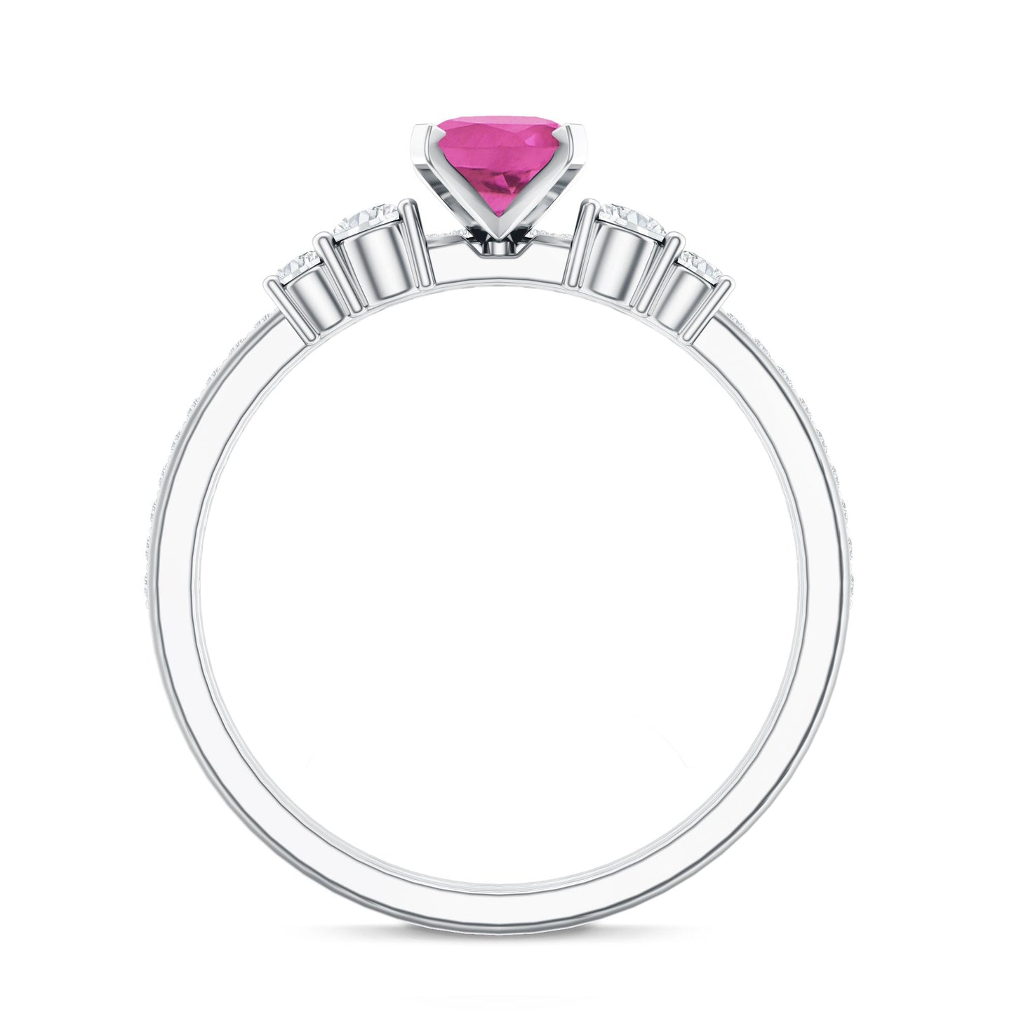 Oval Pink tourmaline Ring with Diamond Wedding Band