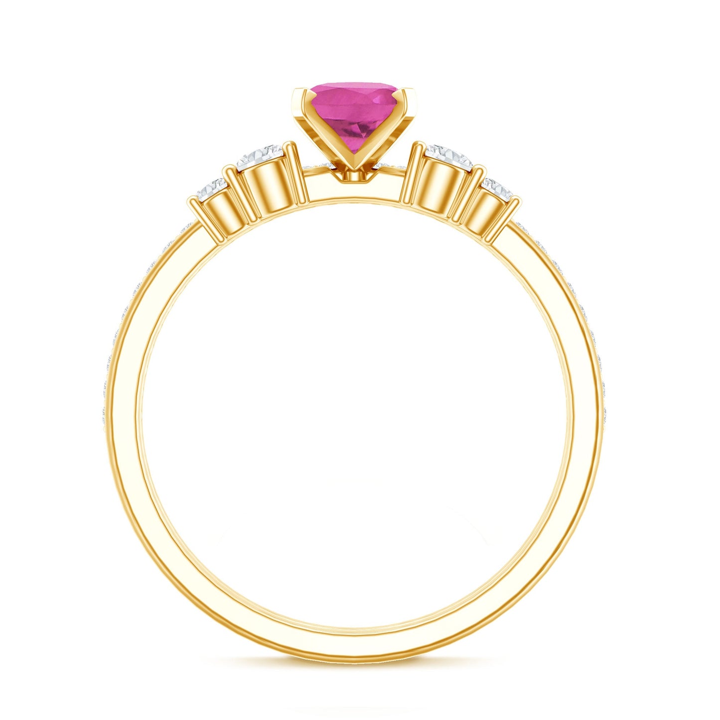 Oval Pink tourmaline Ring with Diamond Wedding Band