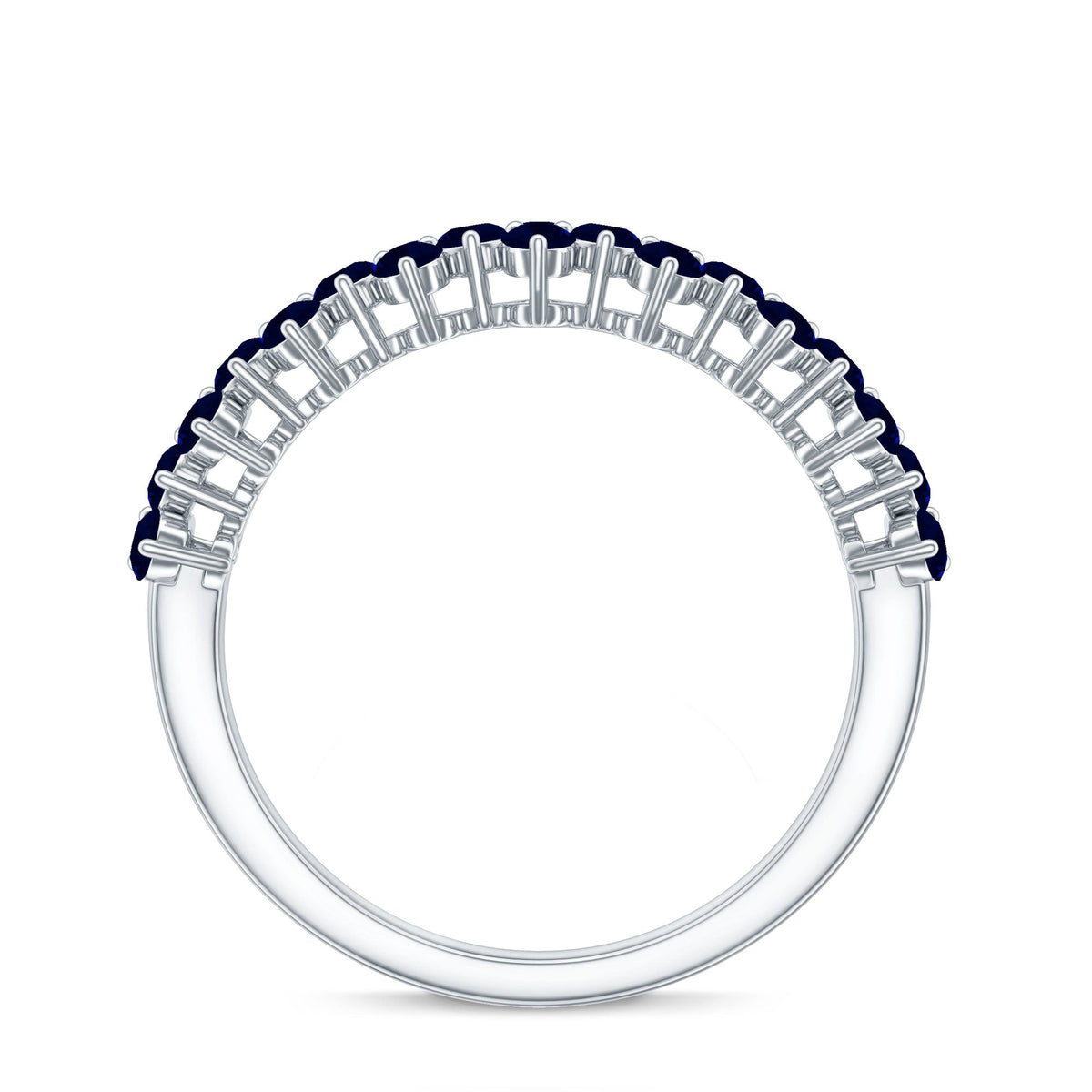 Natural Blue Sapphire Half Eternity Anniversary Ring