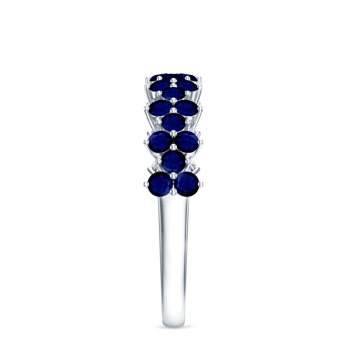 Natural Blue Sapphire Half Eternity Anniversary Ring