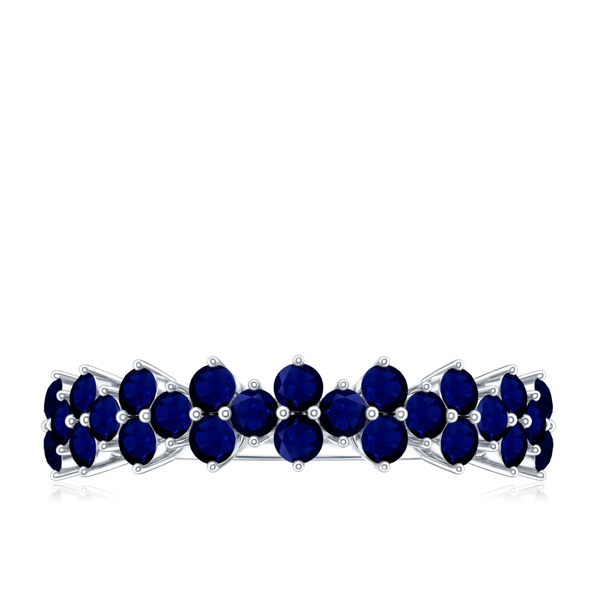 Natural Blue Sapphire Half Eternity Anniversary Ring