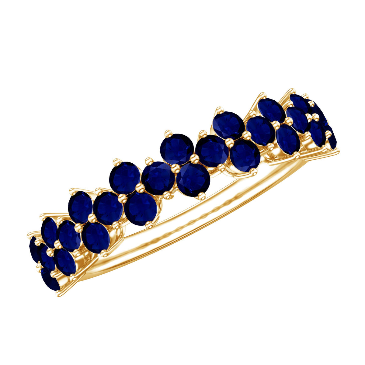 Natural Blue Sapphire Half Eternity Anniversary Ring