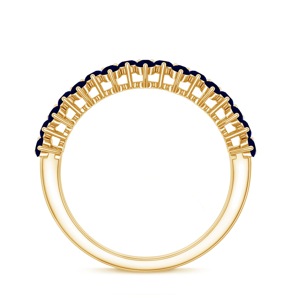 Natural Blue Sapphire Half Eternity Anniversary Ring