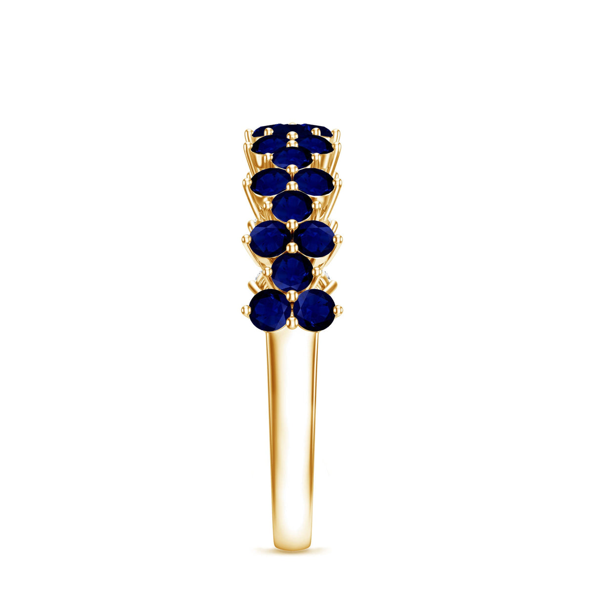 Natural Blue Sapphire Half Eternity Anniversary Ring