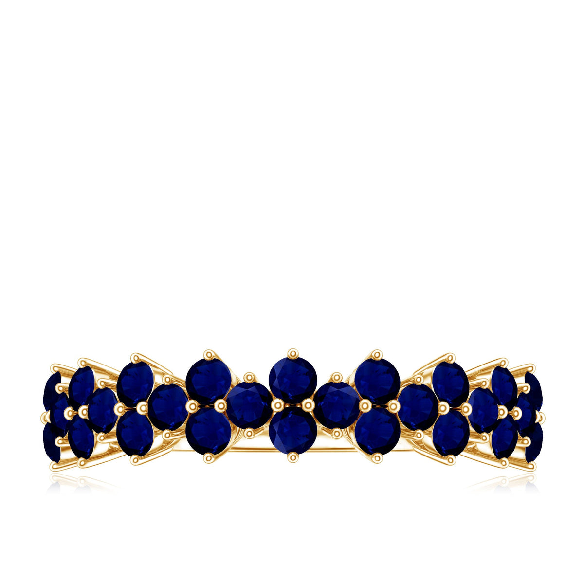 Natural Blue Sapphire Half Eternity Anniversary Ring