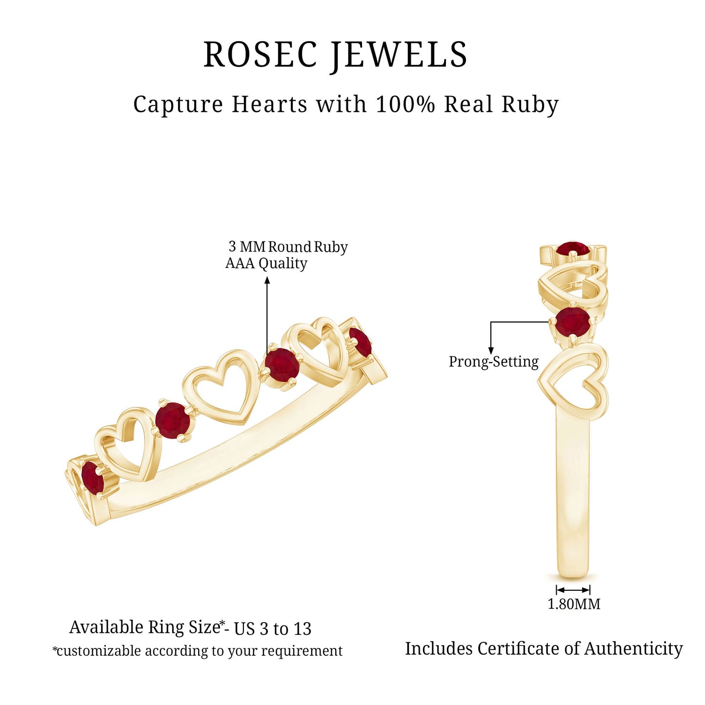 Natural Ruby Heart Eternity Ring for Promise