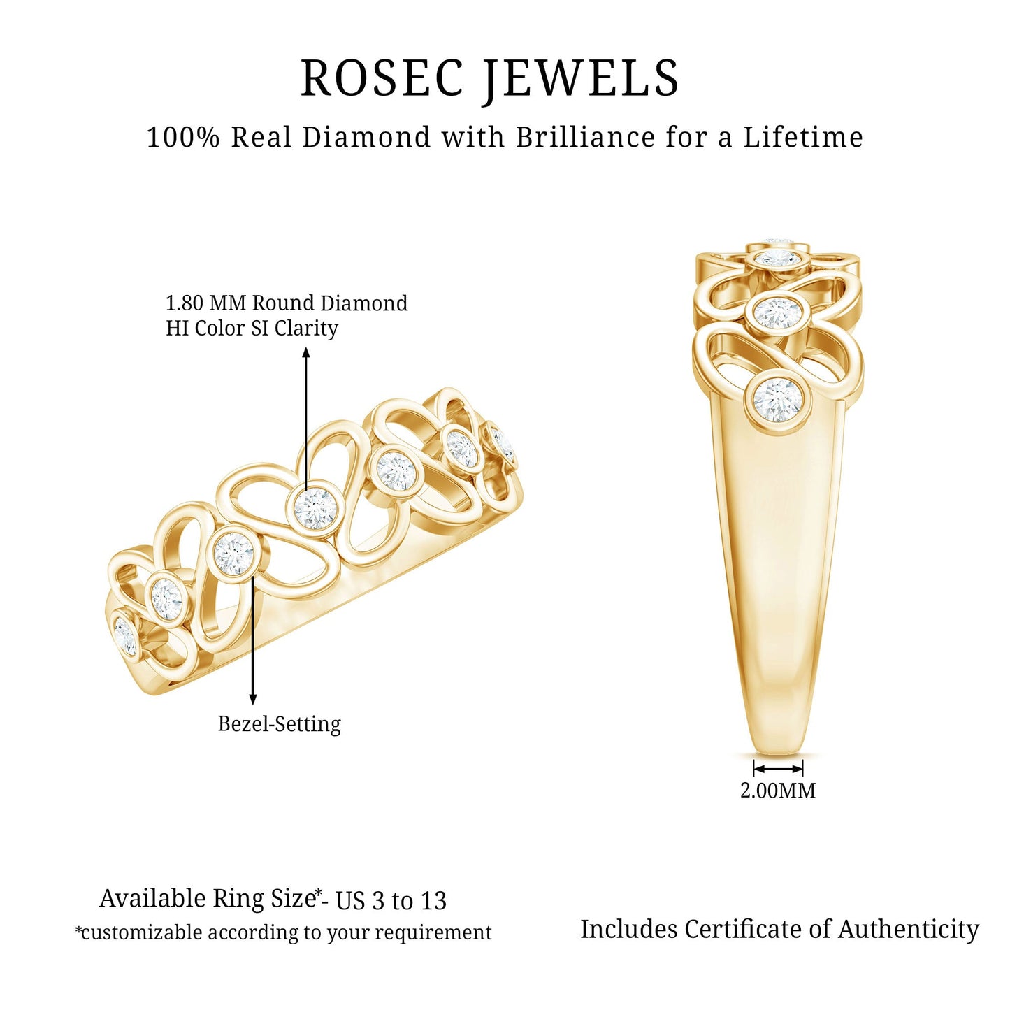 Contemporary Diamond Half Eternity Band Ring for Women