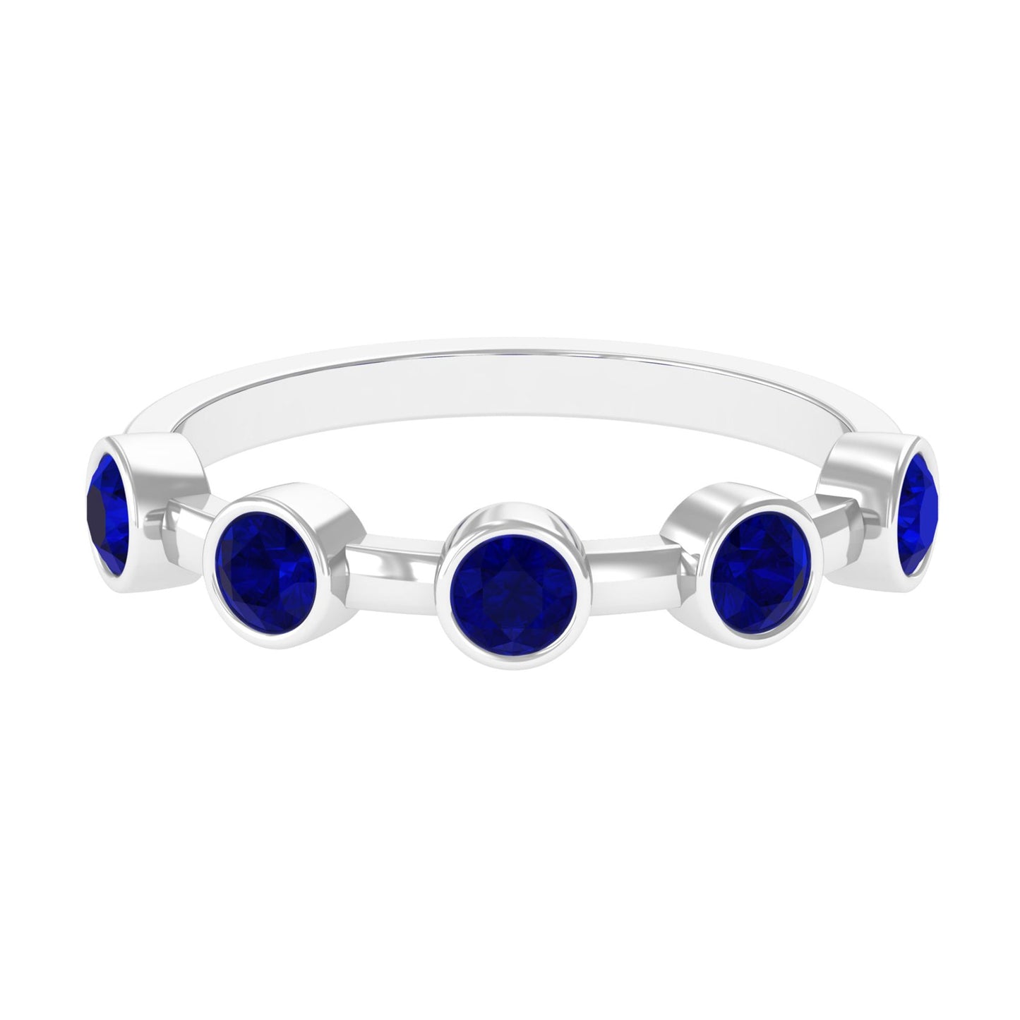 Real Bezel Set Blue Sapphire Half Eternity Ring for Women