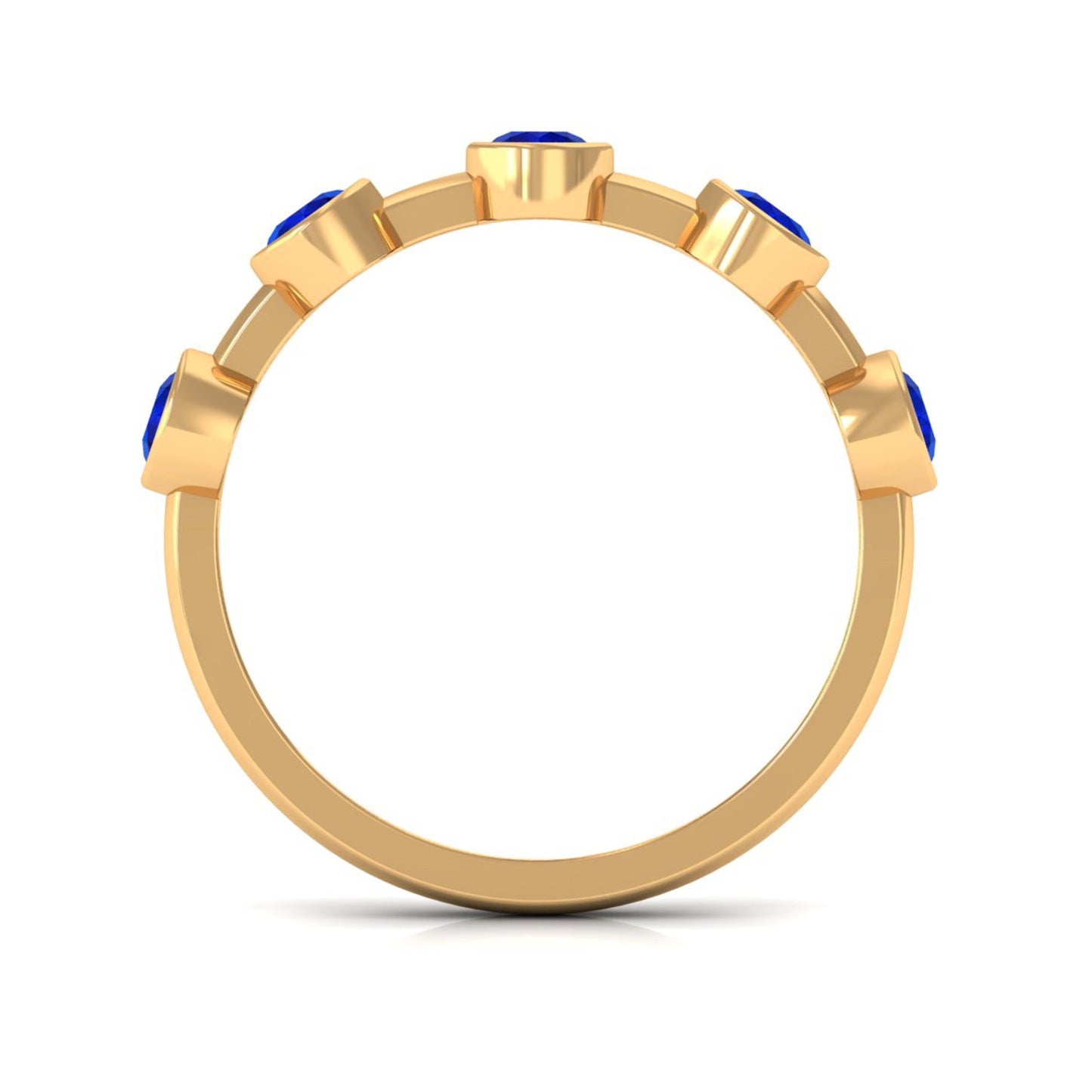 Real Bezel Set Blue Sapphire Half Eternity Ring for Women