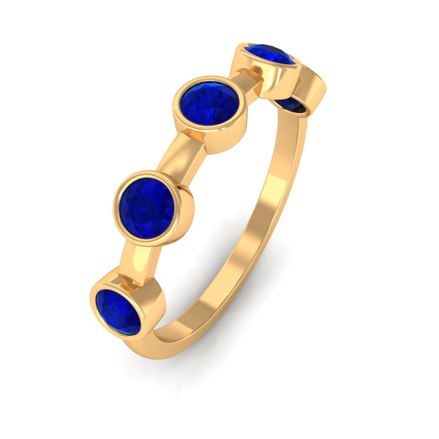 Real Bezel Set Blue Sapphire Half Eternity Ring for Women