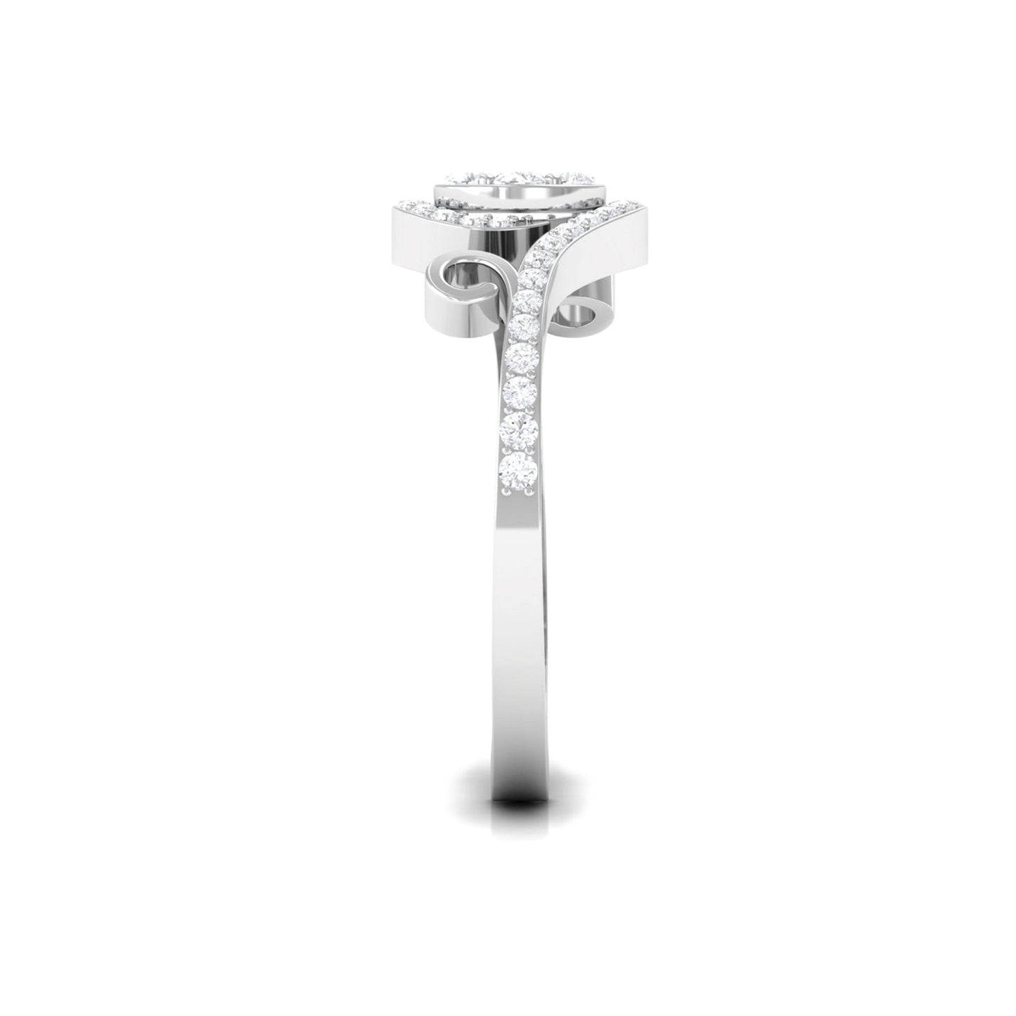 Designer Diamond Bypass Engagement Ring in Illusion Setting