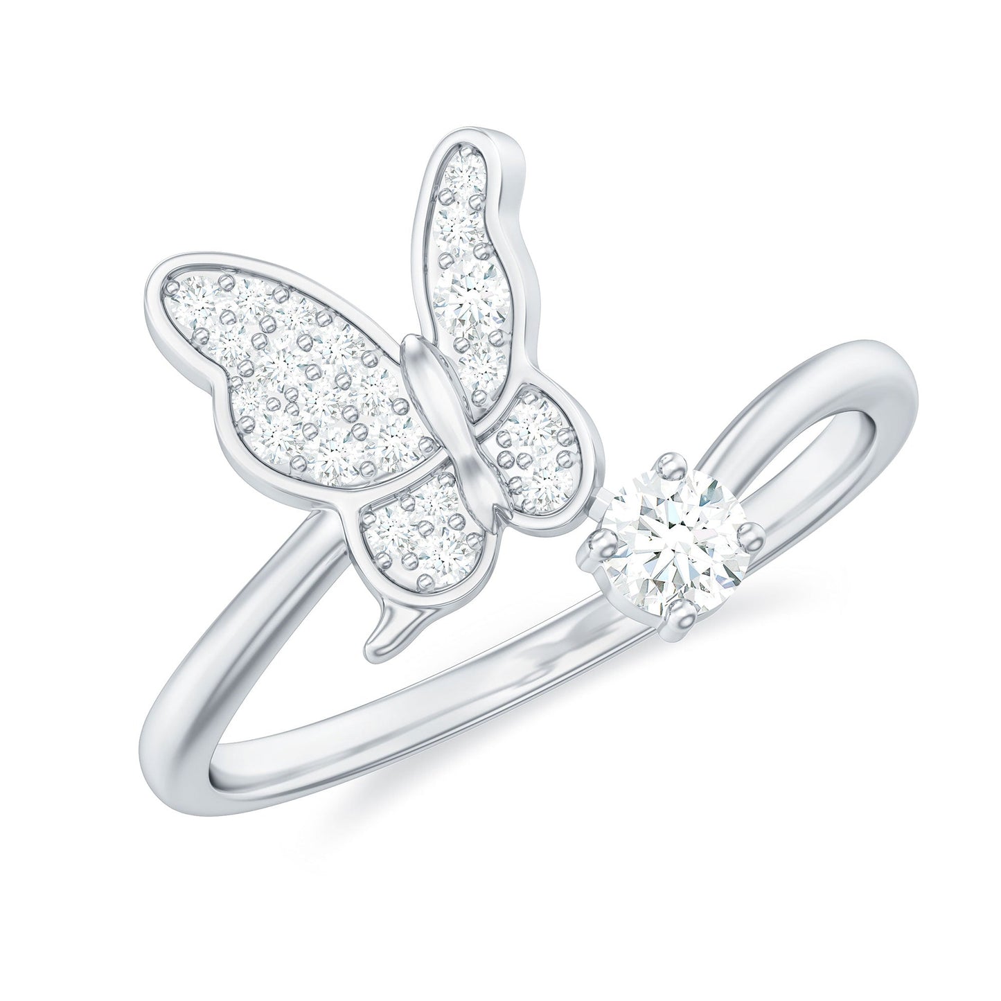 Natural Diamond Butterfly Ring with Certificate