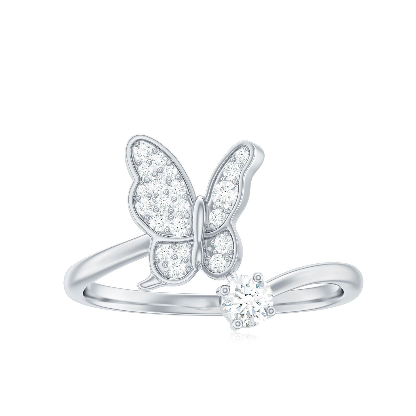 Natural Diamond Butterfly Ring with Certificate