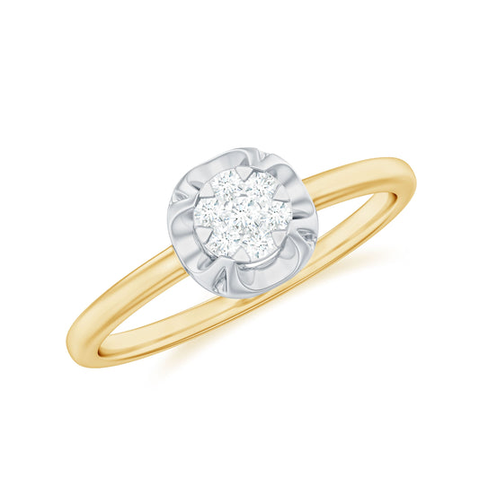 Round Shape Diamond Promise Ring in Illusion Setting